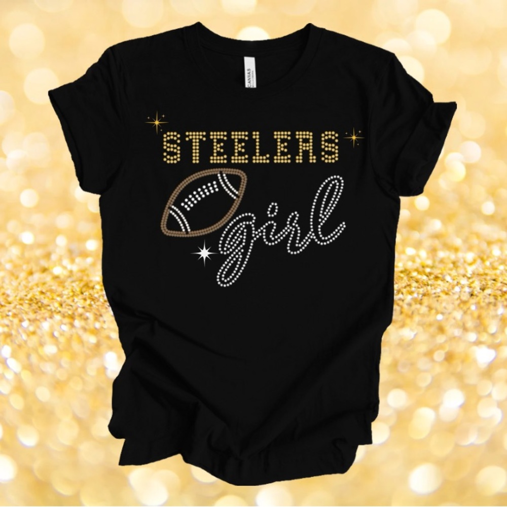 Eagles or Steelers Football BLINGY rhinestone Women Rhinestone sparkly shirt
